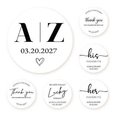 4-26cm Custom Stickers Labels, Monogram Personalized Decals Stickers With Text, Stickers With Variety Of Sizes, Fade Resistant, Perfect Wedding Favor For Guest Gifts, Thank You Stickers, Handmade Wedding Stickers, Snack Bag Stickers, Desserts Favors Stickers, Gifts For Him/Her,Customized Wedding Accessories