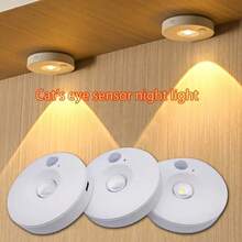 1/3/6pcs LED Rechargeable Small Spotlight, Human Body Sensing Night Light, Ambient Light And Shadow Light, Three Color Dimming/Magnetic Installation/Remote Control And Human Body Sensing/Sensing Mode Or Full Light Mode Can Be Freely Switched, Suitable For Display Cabinets/Wardrobes/Cabinets, Etc. (250mAh)