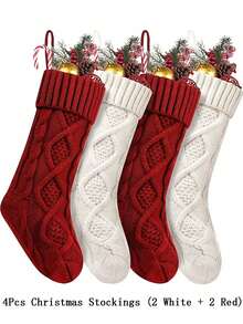 8Pcs Large Christmas Stockings With DIY Wood Name Tags, 18 Inch Large Stockings Xmas Hanging Decorations With Christmas Stocking Tags For Xmas Party Decor Decorations Home Decor Christmas Decorations Room Decor Winter