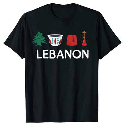 Lebanons T-Shirt Cotton Unisex With Lebaneses Flag Cultural Symbols Arabic Heritage Gift Casual Streetwear For Middle Eastern Tee