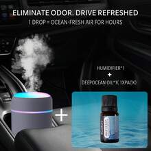 Mini Car Humidifier + DeepOcean™ Oil*1 | Refresh & Purify Kit For Smoky Cars – Aromatherapy Diffuser With Ocean Scent For Driving Relaxation Dazzle Color Humidifier + Aroma Diffuser + DeepOcean Essential Oil - Xanh đậm - Xem 10
