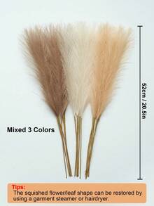 9/18pcs Artificial Reed Deep, Beige Color Grass Boho Decor, Faux Pampas Grass, Pampas Plant, Large Tall Fluffy Artificial Fake Flower, Bulrush Reed Grass For Autumn Vase Filler, Fake Plants, Fall Decor, Farmhouse, Home, Room, Desk Home Decor Halloween Room Decor Halloween Decor - Multicolor - View 3