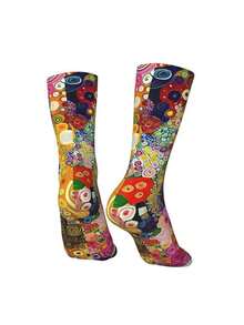 1pair Fantasy Polka Dot Pattern Printing Socks Men's 360-Degree 3D Printing Socks Digital Customized Printing Socks Medium Socks