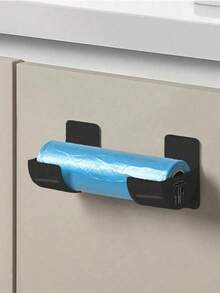 2/4pcs Adhesive Plastic Bag Holder And Wrap Dispenser Set, Wall-Mounted Kitchen Organizer For Cling Film And Trash Bags, Multipurpose No-Drill Cabinet And Refrigerator Side Storage Solution, Space-Saving For Plastic Bags, Wrap, And Roll Paper, Versatile Organizer For Kitchen & Bathroom, No-Drill Plastic Wrap And Garbage Bag Holder, For Birthday, Housewarming, Christmas