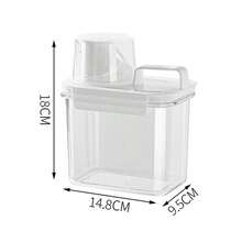 1 pièce Boîte de rangement pour la lessive multifonctionnelle en acrylique transparent, distributeur de détergent avec tasse de mesure, corps de conteneur transparent, conception à double joint, large ouverture pour un remplissage facile, bocal de rangement pratique pour la maison - Blanc - Voir 10