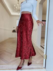 Sollinarry Jednolita Kolorowa Spódnica Maxi High Street Minimalistyczna Slim Fit, Codzienny Styl, Lato