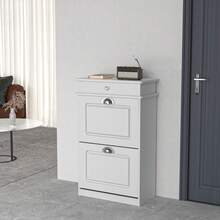 2-Tier Shoe Cabinet With 1 Drawer, Shoe Storage Cabinet, Shoe Chest, 53 * 22 * 85 Cm - 白色 - 查看 7