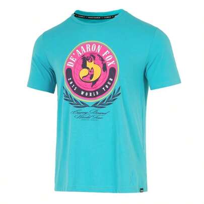 Under Armour Áo thun nam tay ngắn, áo thun kỷ niệm chuyến lưu diễn của Curry Fox, cổ tròn, kiểu dáng đơn giản, thoải mái, tay lửng.