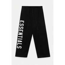 Essentials Pantalones de chándal holgados de felpa gruesa negros - Negro - Ver 1