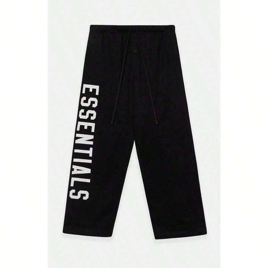 Essentials Pantalones de chándal holgados de felpa gruesa negros - Negro - Ver 1