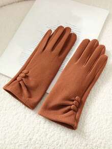 1 Pair Women's Autumn/Winter Touchscreen Thermal Lined Gloves, Fashion Outdoor Sports Cycling Driving Gloves