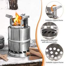 SNUOK Przenośny piecyk ze stali nierdzewnej do użytku na zewnątrz, dwuwarstwowy, promiennikowy piecyk ogniskowy, odłączany, sztaplowany palnik do plecaka piknikowego, kuchenka do gotowania, grill węglowy, domowy ogrzewacz kominkowy, dwukanałowe spalanie wtórne, kompatybilny z wieloma paliwami, artykuły na obiady rodzinne, artykuły na świąteczne przyjęcia