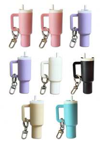 10/8/5/3/2pcs Mini Water Bottle Keychain - Street Style, Multiple Colors, Can Be Used For Keychain Accessory Charms, Wallet Charms, Cups, Wallet Accessories, Mini Water Bottle Keychain, Mini Cup Keychain, Key Ring Or Lip Balm, Cute Water Bottle Keychain, Plastic Material, A Good Gift For The Opening Season