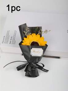 5pcs/1pc Set Artificial Flower Bouquet, Fake Rose Wrapped In Paper, Never Withering Flowers. Suitable As Mother's Day, Valentine's Day, Wedding Souvenirs, And Home Party Table Decorations.