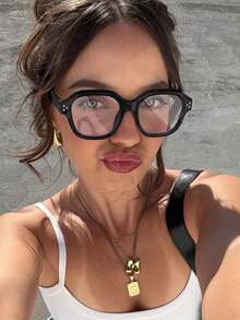 1pc Women Simple Polygonal Frame Clear Lens Glasses, Suitable For Daily Use Clear Glasses Accessories Blue Light Glasses Accessories For Women