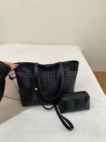 大容量女士通勤包，个性化手提包，2026新款精致小众单肩包，高品质女士包 - 黑色 - 查看 6