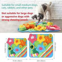 Snuffle Dogs, 20x20 Pet Treat Feeding, Interactive Dog Puzzle Toy Boredom, Slow Eating, Keep Busy, Pet Foraging Small Medium Large Dogs Cats Rabbits - 20x20吋+藍色 - 查看 3