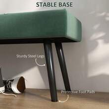 HOMCOM End Of Bed Bench With XShape Design And Steel Legs  Hallway Bench For Bedroom - Green1 - View 5