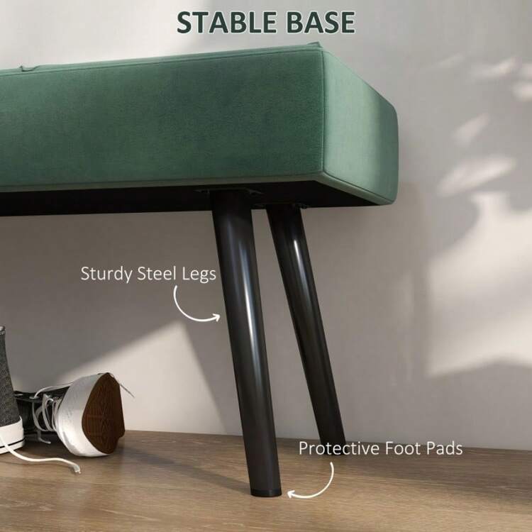 HOMCOM End Of Bed Bench With XShape Design And Steel Legs  Hallway Bench For Bedroom - Green1 - View 5