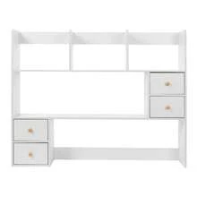 Rainaut 1PC Desktop Wood Desk Bookshelf Organizer, Office Storage Rack, Desktop Rack, White - trắng - Xem 5