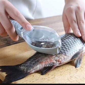 Wholesale Fish Scale Scraper, Plastic Fish Scale Remover Tool With Cover, Handheld Kitchen Fish Descaling Tool