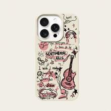 1pc TPU Material Graffiti Music Guitar Cool Pattern Phone Case Compatible With Apple/ Phones - White - View 5