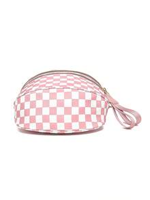Classic Checkered Design Crossbody Bag–Matches Diverse Styles For Outings, Commutes & Leisure Time  Ample Space For Daily Errands, Casual Outings & Travel Adventures - Kẻ sọc hồng và trắng - Xem 11