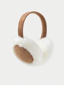 1pc Women's Deer Plush Plush Ruched Minimalist Ear Warmer, Fall / Winter - Nude - View 11