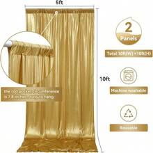 10x10 Ft Gold Sequin Backdrop Curtain Panels Parties, Wrinkle Glitter Photo Backdrop Drapes 2 Panels 5x10FT Shimmer Back Drop Cloth Wedding Birthday Photography Background - 5ftx10ft(2 tấm) + Vàng - Xem 6