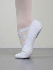 Professional Drawstring-Free Canvas Shoes (White) - Suitable For Ballet, Jazz And Yoga - White - View 2