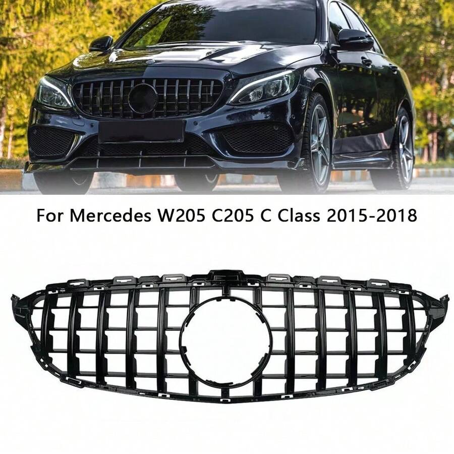 Front Hood Bumper Grill, Auto Front Hood Grill Grills, Front Bumper Center Grill kompatibel für W205 C205 C CLASS 2015-2018 GT GTR - Für W205 C205 C-KLASSE 2015–2018 - Übersicht 1