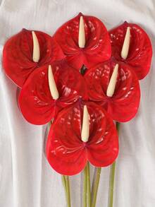1 buc/3 buc/5 buc, material de înaltă calitate, crin Anthurium, PVC moale, formă flexibilă și ușor de păstrat, foarte potrivit pentru decorarea casei, decorarea biroului și decorarea petrecerilor, decorarea mesei, decorarea vazei, aranjament floral DIY. - roșu - Vizualizare 4