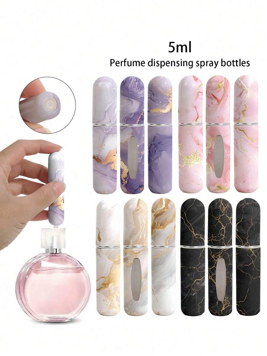 One Mini 5ml Cosmetics Bottle, Marble Texture, High Appearance, Small And Convenient, Reusable, Commuting Perfume/Perfume For Business Trip/Pure Dew Package+Travel, Portable, Family And Friends, Birthday Gifts - 彩色 - 查看 1