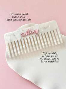 1pc Personalized Elegant Ladies' Vintage Acetate Comb (With Custom Name Text), 3D Text Craftsmanship – This Unique Hair Accessory For Women Is An Excellent Gift For Her, Suitable For Birthdays And Ideal For Gifting To Bridesmaids, Brides, Mothers, Teachers, And Friends. It Also Makes A Great Christmas Gift. - Pink - View 11