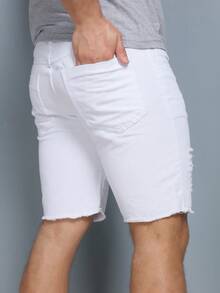 Men's Ripped Colorful Bermuda Jeans - Blanco - Ver 5