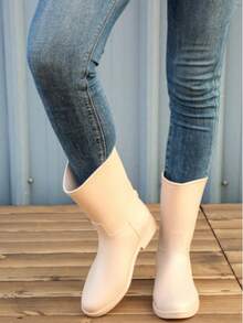 Giày bốt đi mưa chống thấm nước màu be cao đến giữa bắp chân, dành cho nữ, chống trơn trượt, giày dép thường ngày ngoài trời. - BEIGE_1 - Xem 3