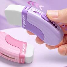 1 Set Curved Handle Erasers, Comfortable For Students, No Residue, Replaceable Eraser Heads