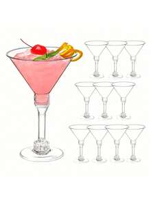 Pahare elegante din plastic pentru Martini, de 140 ml - potrivite pentru cocktailuri, șampanie și deserturi - reutilizabile, ideale pentru nunți, Ziua Îndrăgostiților și petreceri