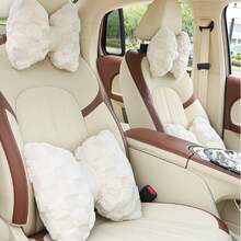 1个柔软座椅颈枕，座椅垫，毛绒防滑保暖舒适汽车座椅套，适用于秋冬季大多数车型 - 黑色 - 查看 8