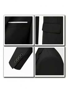 Men's Suits, Men's Business Casual Style, Including Solid-Color Suit Jackets And Trousers. Elegant Men's Suits, Suitable For Work Commuting, Casual Occasions, Weddings, Dances, And Business Venues. - màu đen - Xem 9