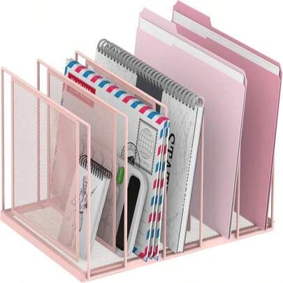 JMHUD File Organizer For Desk, 5-Section Vertical File Sorter, Paper Holder Organizer Standing Metal File Folder For Office Home Classroom, Black