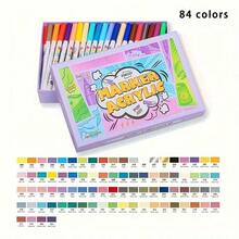 84 Farben Acrylfarben Stifte Pinsel Marker Stifte für Künstler Felsen Malerei, Glas, Keramik Stoff DIY Karten Herstellung Kunstbedarf Schreibwaren - Verschiedenfarbig - Übersicht 2