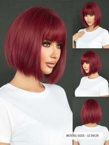 10英寸、12英寸、14英寸、18英寸短假发，直发、卷发、波浪发，刘海，中分卷发，日常假发，洛丽塔风格，万圣节，派对场合 - 彩色 - 查看 3