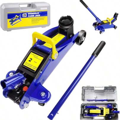 Vandise Heavy Duty Trolley Floor Jack 2 Ton, Low Profile Hydraulic Trolley Jack with Long Piece Handle, Wheels, Lifting Range 135mm to 320mm for Car Van Garage Tyre Repair - Efficient Home Garage Auto Repair