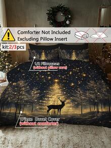 Bộ chăn ga gối in kỹ thuật số họa tiết cây thông Noel, quà tặng, bông tuyết, hươu, ông già Noel, mềm mại và thoải mái, thích hợp cho phòng ngủ, phòng khách, phòng trò chơi, khách sạn, ký túc xá trường học - Nhiều màu - Xem 6