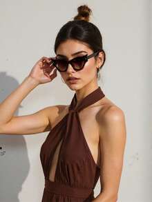 1 Piece Of Cat-Eye  Modern Retro Fashion, A Fashion Accessory For Summer Beach Vacation, Outdoors, And Travel - 豹紋 - 查看 2