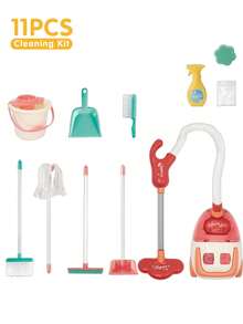 8 قطع/11 قطعة مجموعة مكنسة كهربائية متعددة الوظائف للأطفال - مجموعة تنظيف وكنس، أدوات تنظيف للأعمال المنزلية واللعب التمثيلي، لعبة تفاعلية لتنظيف غرفة الأطفال، أدوات لعب الأدوار، مناسبة للأولاد والبنات كهدايا عيد الميلاد والهالوين