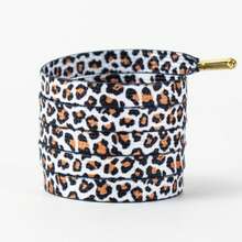 1 Paar 8mm flache Leoparden-Muster + metallische Spitze bunte vielseitige Schnürsenkel