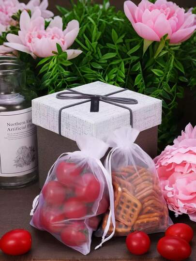 5/10/20/50/100pcs Multi-Color Gauze Bags, Gift Packaging Bags, Gift Bags, Household Items, Nylon Storage Bags, Holiday Party Supplies, Wedding Supplies, Gift Decoration Packaging, Baking Packaging Bags, Jewelry Accessory Packaging, Gift Hanging Bags, Birthday Gift Jewelry Drawstring Bags, Wedding Party Bags