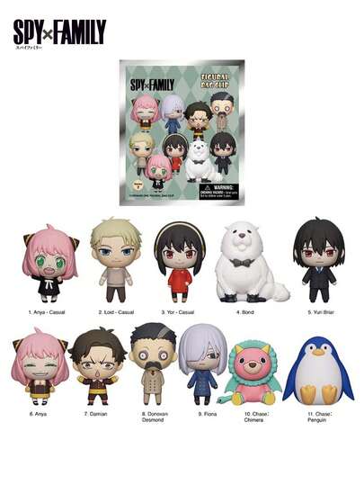 Crunchyroll 1 件  官方授权 3D 泡沫神秘盲袋夹 可爱时尚装饰随机一个所有您最喜欢的  角色特殊稀有 Chase 人物 Loid Forger Anya Forger 和更多适合粉丝家庭的礼物